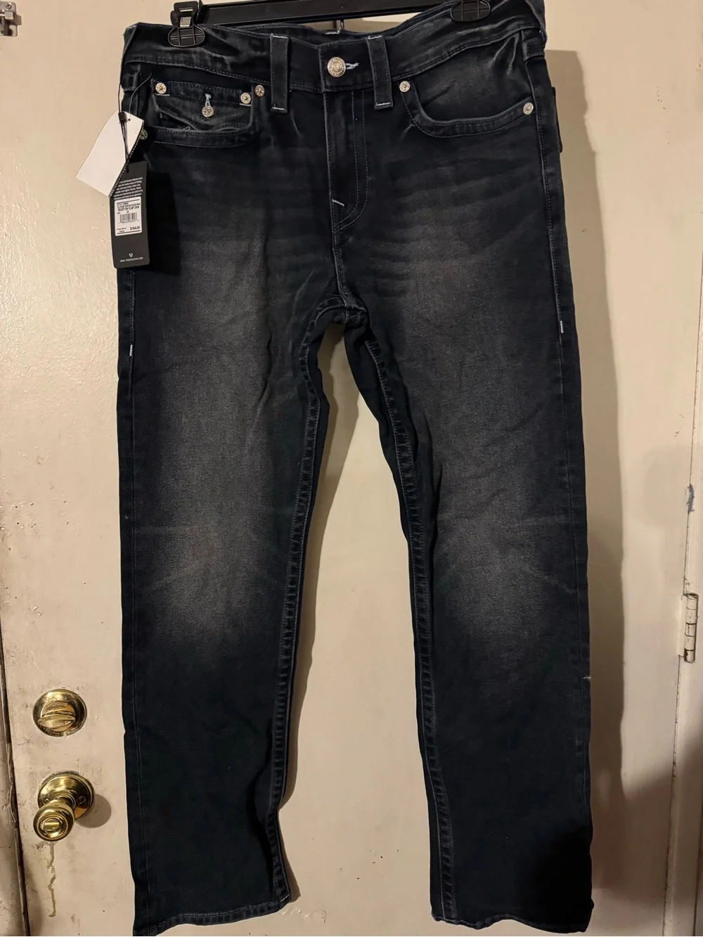 True Religion Riky Straight Jeans in Washed Black